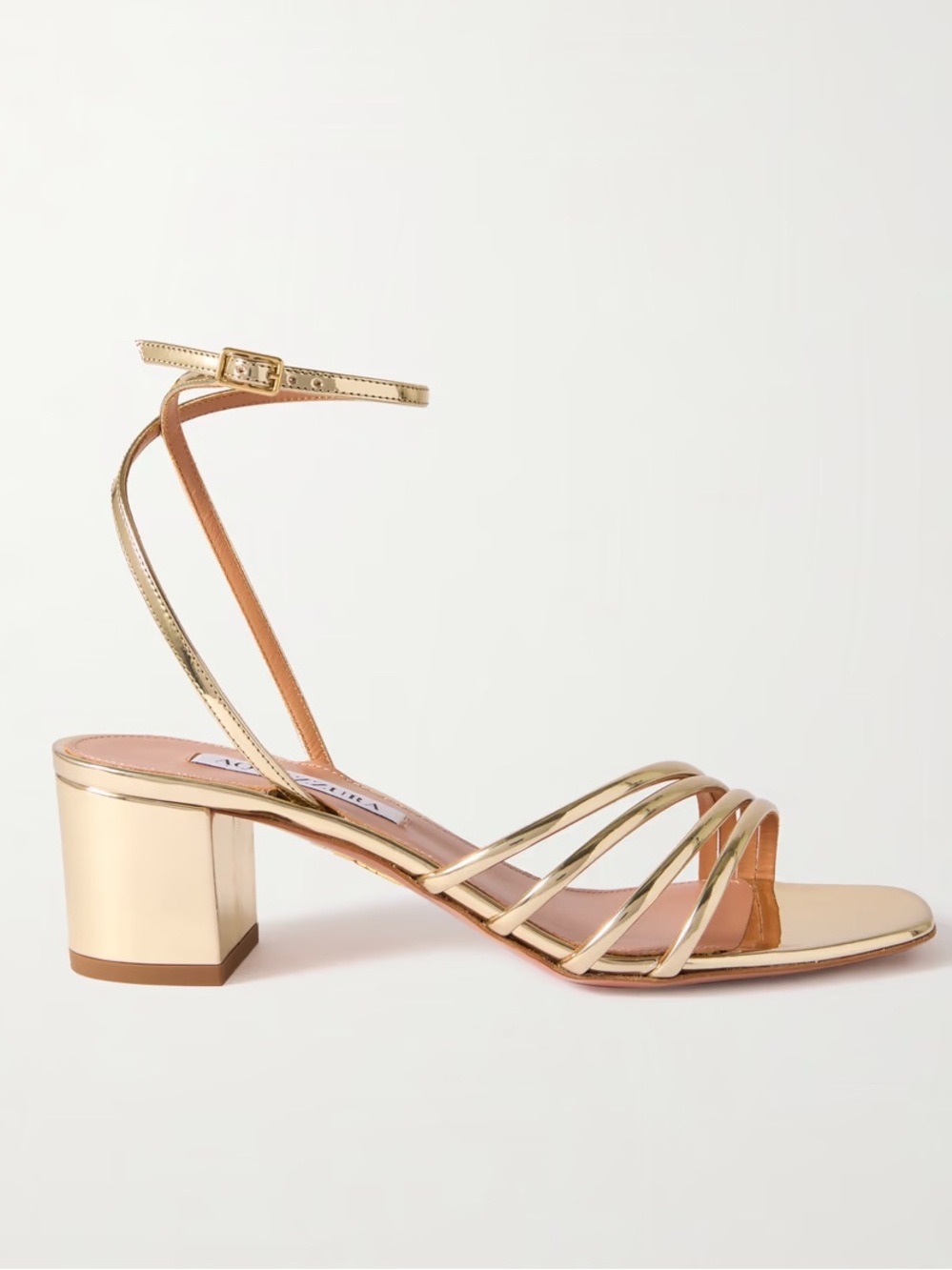 Aquazzura Latour 50 Metallic Gold Low Heel Sandal NWT Size 37 IT